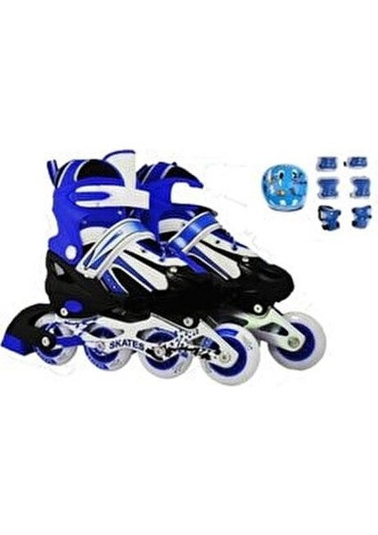 Ayarlanabilir 4 Tekerlekli Paten 38-41 Numara 8-12 Yaş Çocuklar İçin Mavi fiyatları