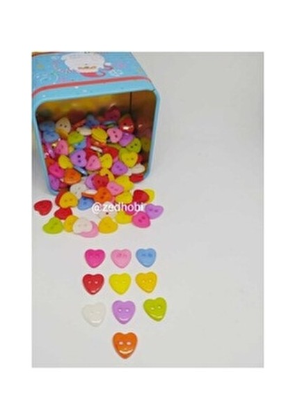 100 Adet Renkli Kalp Düğme 12 mm El Yapımı Projeler İçin Ideal Seçim