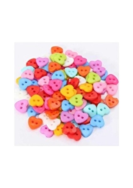 100 Adet Renkli Kalp Düğme 12 mm El Yapımı Projeler İçin Ideal Seçim