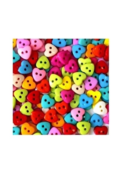 100 Adet Renkli Kalp Düğme 12 mm El Yapımı Projeler İçin Ideal Seçim