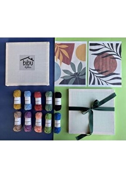 İğnesiz Punch Devam Seti 2 Adet 30x30 Tuval 10 Adet Pamuklu İp ve 3 Adet Desen modelleri