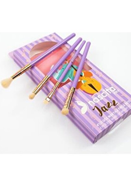 Jazz Serisi Göz Makyaj Fırça Seti 4'lü Mor Renkli Profesyonel Kullanım İçin modelleri