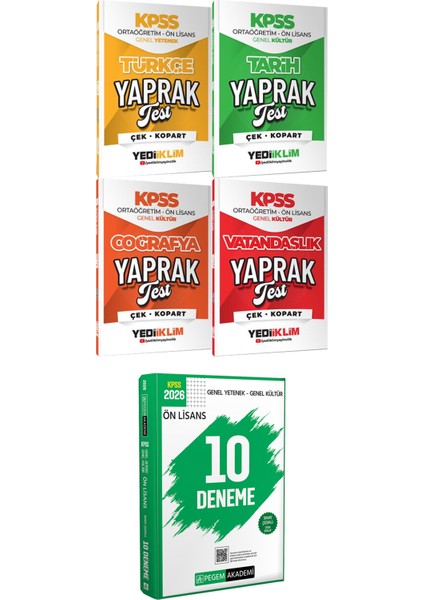 Ortaöğretim Ön Lisans Türkçe Tarih Coğrafya Vat. Yaprak Test - 2026 Kpss Ön Lisans Çözümlü 10 Deneme