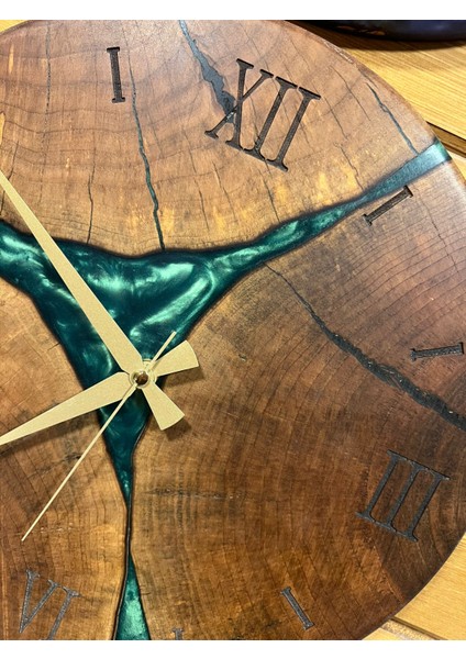 Modern Ahşap Epoksi Saat Zeytin modelleri