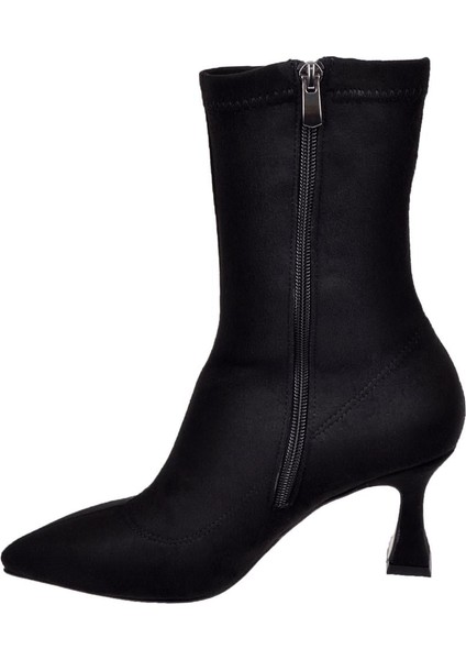 Streç Ince Topuklu Kadın Bot PL-396 Siyah Süet modelleri