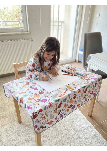 Zoo, 145X210CM Yemek, Beslenme, Ek Gıdaya Geçişte, Sıvı Geçirmeyen, Yıkanabilir, Ekstra Geniş Örtü indirimleri
