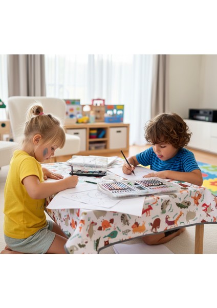 Zoo, 145X210CM Yemek, Beslenme, Ek Gıdaya Geçişte, Sıvı Geçirmeyen, Yıkanabilir, Ekstra Geniş Örtü