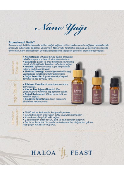 Haloa Feast Nane Yağı - Peppermint Essential Oil 10 ml 0,3 Fl.oz Akışlı Kapak fiyatları
