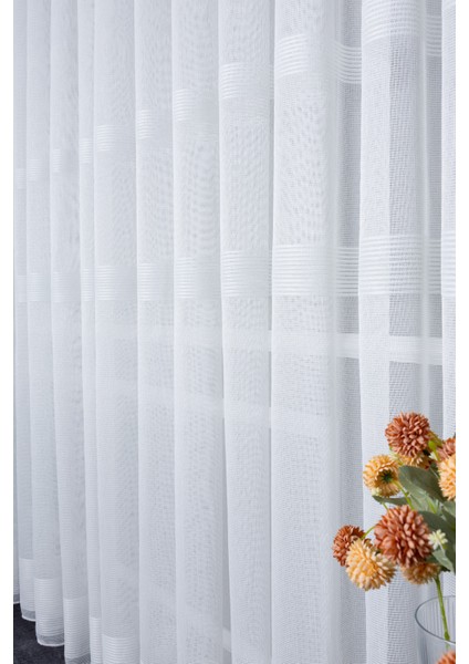 Nevra Sedef Işlemeli 1/2,5 Normal Pileli Ütü Istemez Kırışmaz Yeni Sezon Salon Oda Tül Perdesi