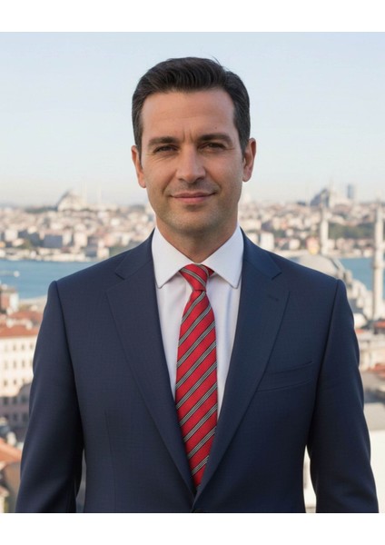 Lacivert Beyaz Çizgili 8 Cm Genişliğinde Kırmızı Kravat modelleri