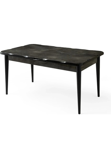 Ortadan Açılır Büyüyen Yemek Masası Siyah Mermer Desenli 70X110CM Sadece Masa
