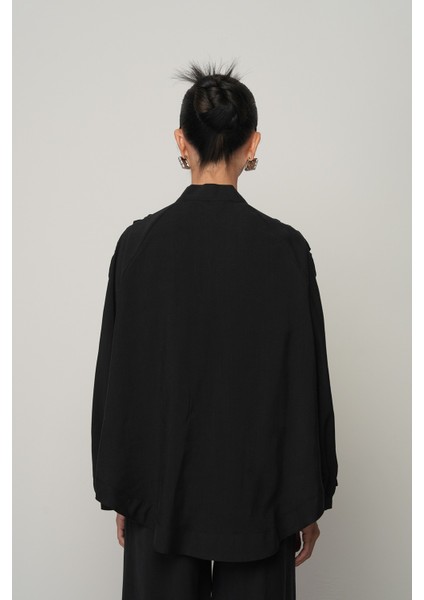 Kadın Şerit Gül ve Taş Detaylı Düz Oversize Kimono indirimleri