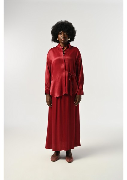 Kadın Belden Bağlama Detaylı Düz Renk Gömlek fırsatları