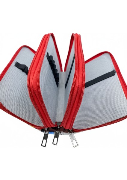 Üç Gözlü Lastikli Kalemlik Okul Eşyaları Beyaz modelleri