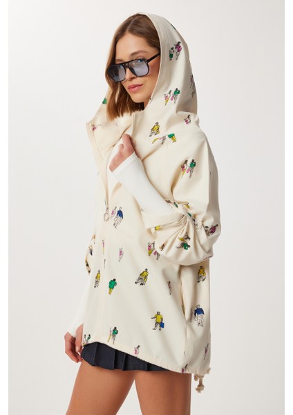 Baskılı Mevsimlik Ham Keten Ceket LSA0001 Krem Yeşil fırsatları