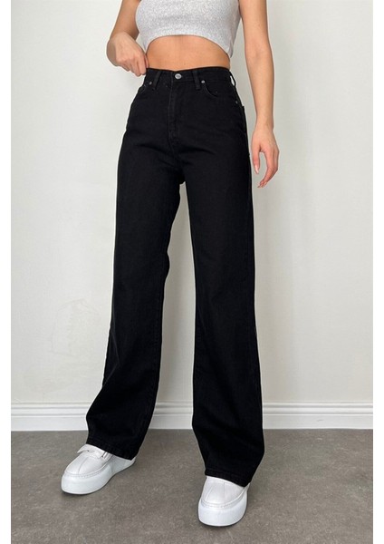 Tommytom Love Lidya 90's Siyah Likralı Süper Yüksek Bel Salaş Jean Pant.
