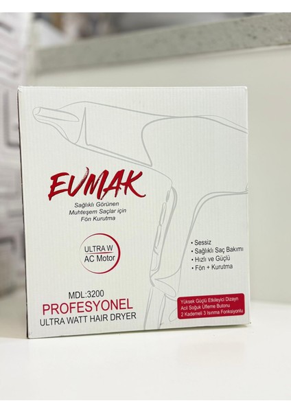 3200 Professional Ac Motor Saç Kurutma Fön Makinesi 1 Fön Başlığı