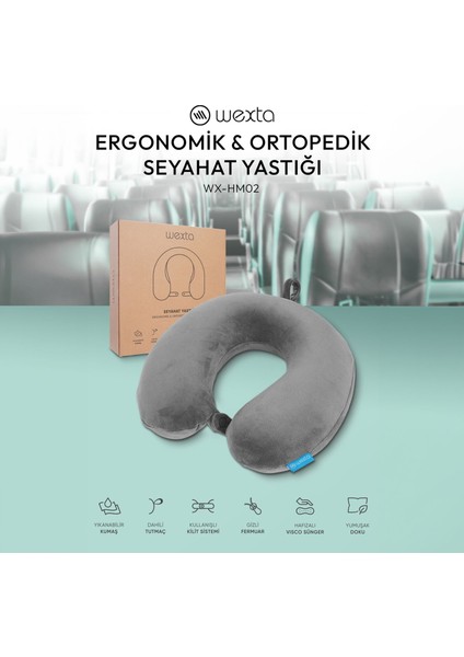 Seyahat Boyun Yastığı - Gri - 29X27 cm modelleri