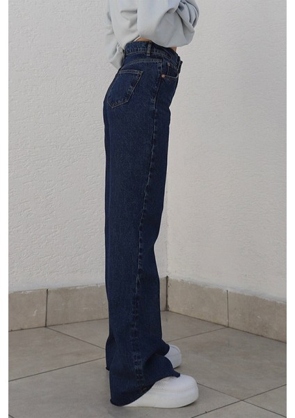 New Adenlia Gold Icon 90's Koyu Laci Likralı Süper Extra Yüksek Bel Palazzo Salaş Jean Pant. modelleri
