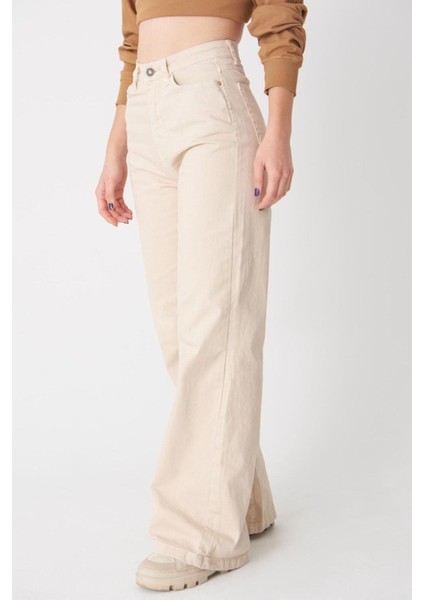 Vintage Icon 90's Lacivert Likralı Süper Extra Yüksek Bel Palazzo Salaş Jean Denim Pant.