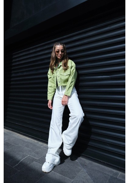 Floria Jean Süper Yüksek Bel Düz Salaş Detay Jean Palazzo Beyaz Pant. fiyatları