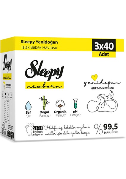 Natural Yenidoğan Islak Mendil 120 Adet