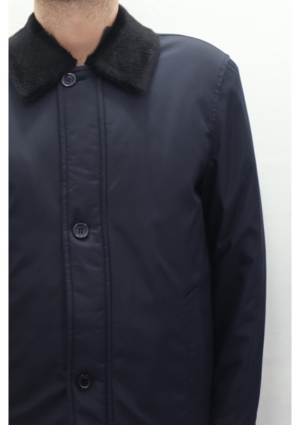 Fistan Store Erkek Ceket Yaka Klasik Kesim Rahat Kalıp Yakası Kürklü Kışlık Büyük Beden Uzun Kaban fiyatları