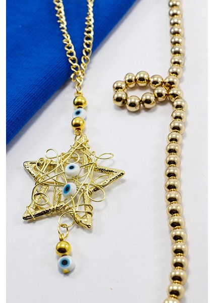 Cam Nazar Boncuklu Metal Yıldız Dikiz Ayna Süsü Yılbaşı Ağacı Süsü fiyatları