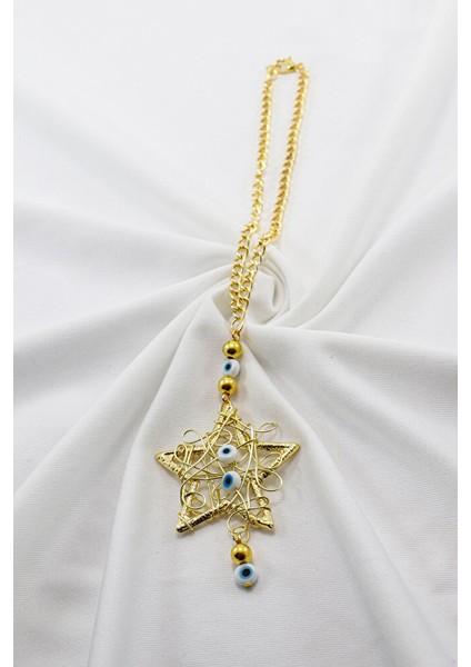 Cam Nazar Boncuklu Metal Yıldız Dikiz Ayna Süsü Yılbaşı Ağacı Süsü fırsatları