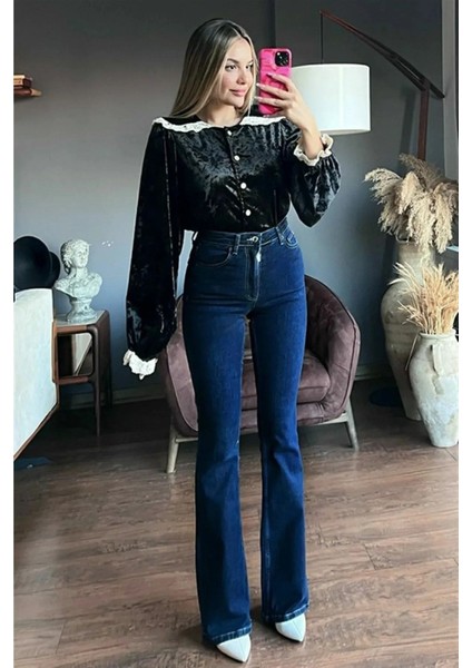 jean Vanessa Ispanyolkot Pantolon Yüksek Bel Slim Fit fırsatları