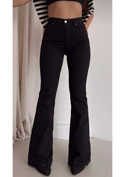 jean Angela-Siyah Yüksekbel Likralı Ispanyoljeans Kles fiyatları