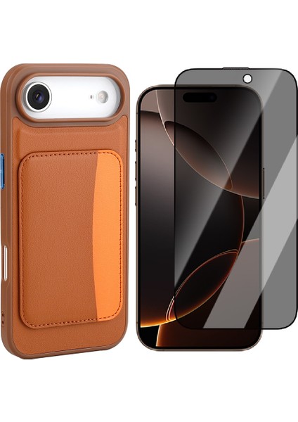 iPhone 17 Air Kılıf Kartlıklı Zore X-Kart Silikon Kapak + Hayalet Ekran Koruyucu