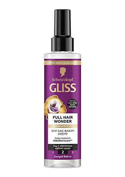 3 Adet Glıss Sıvı Sac Kremı 200 ml Full Hair Wonder