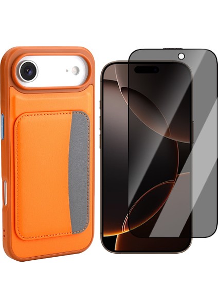 iPhone 17 Air Kılıf Kartlıklı Zore X-Kart Silikon Kapak + Hayalet Ekran Koruyucu