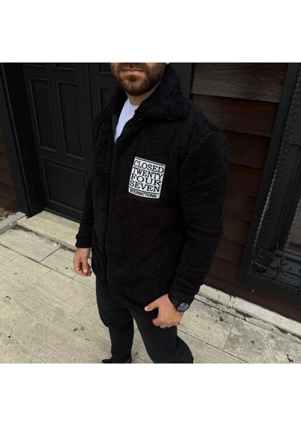 Erkek Polar Fermuarlı Sweatshirt – Kapüşonsuz, Cepli, Yumuşak Dokulu, Oversize Rahat Kalıp, Kışlık Sıcak Tutan Fermuarlı Üst - Siyah fırsatları