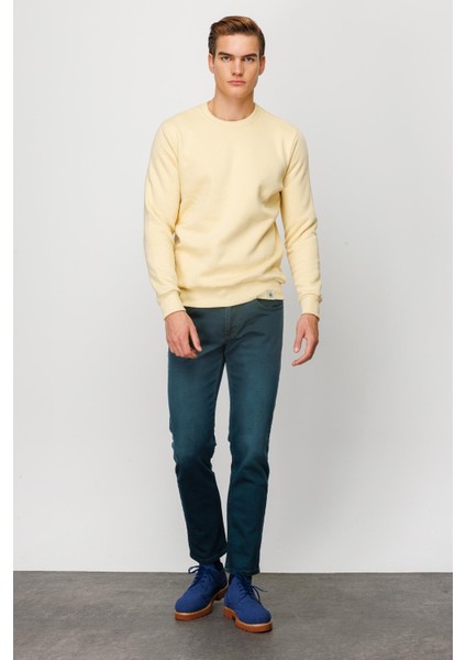 Erkek Sarı Bisiklet Yaka Sweatshirt indirimleri