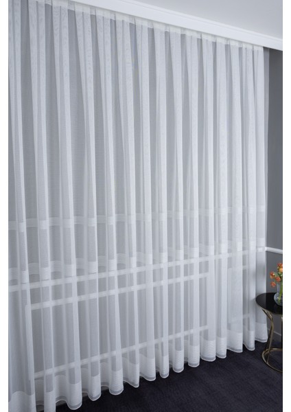 Nevra Sedef Işlemeli 1/2 Orta Pileli Ütü Istemez Kırışmaz Yeni Sezon Salon Oda Tül Perdesi