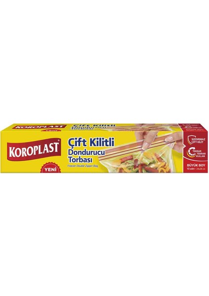 Çift Kilitli Dondurucu Torbası Büyük 10'lu 2 Adet