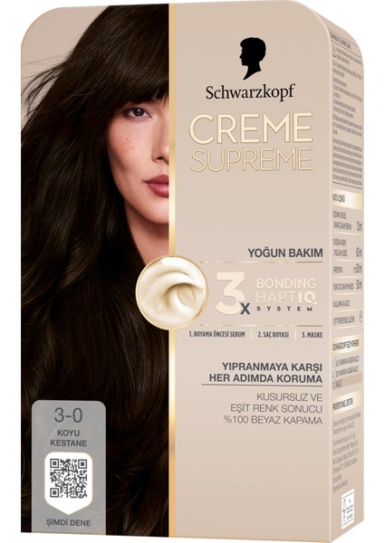 Creme Supreme Yoğun Bakım Saç Boyası Koyu Kestane 3-0 3 Adet