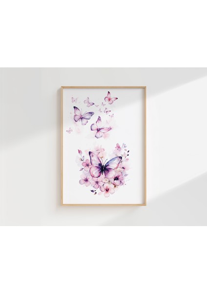 Kelebek ve Çiçek Temalı Kişiye Özel Isimli 3'lü Çocuk Odası Dekoratif Poster Seti - Çerçevesiz fiyatları