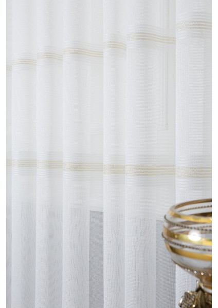 Nevra Gold Işlemeli 1/2 Orta Pileli Ütü Istemez Kırışmaz Yeni Sezon Salon Oda Tül Perdesi fiyatları