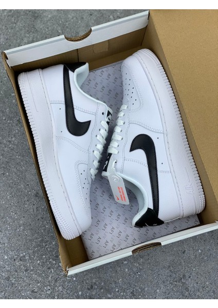 Nike Air Force 1 '07 Unisex Beyaz - Siyah Sneaker All White | Black - Klasik Deri Spor Ayakkabı
