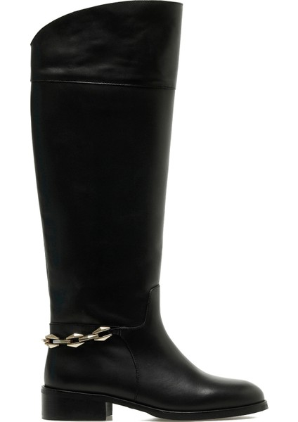 Vuyı 5pr Siyah Kadın Düz Çizme