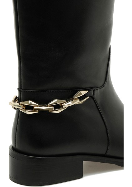 Vuyı 5pr Siyah Kadın Düz Çizme