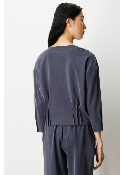 Kadın Pile Detaylı Sıfır Yaka Bluz 64408 Lacivert fırsatları