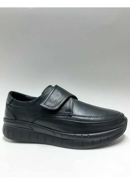 Hakiki Deri Cırtlı Ortopedik Siyah Renk Hafif Yürüyüş Tabanlı Erkek Ayakkabı C-89301257FRX fiyatları