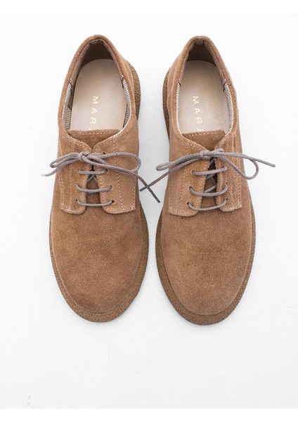 Kadın Deri Oxford Ayakkabı Bağcıklı Günlük Ayakkabı Alyen Taba Süet