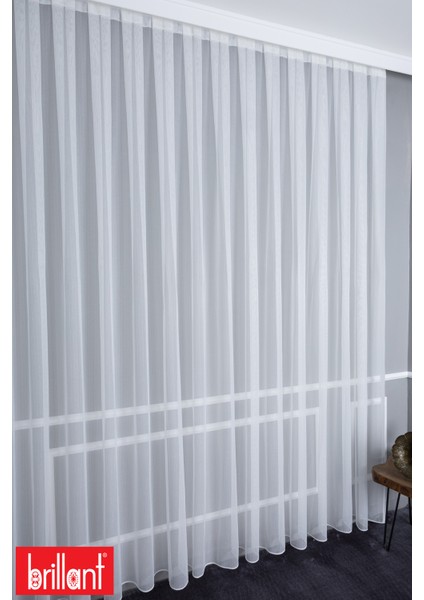 Keten Lenora 1/2 Orta Pileli Ütü Istemez Kırışmaz Yeni Sezon Salon Oda Tül Perdesi