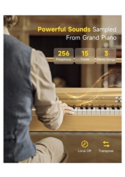 Oura R300 Dijital Piyano Light Wood Modern Tasarım ve Gerçek Tuş Hissi indirimleri