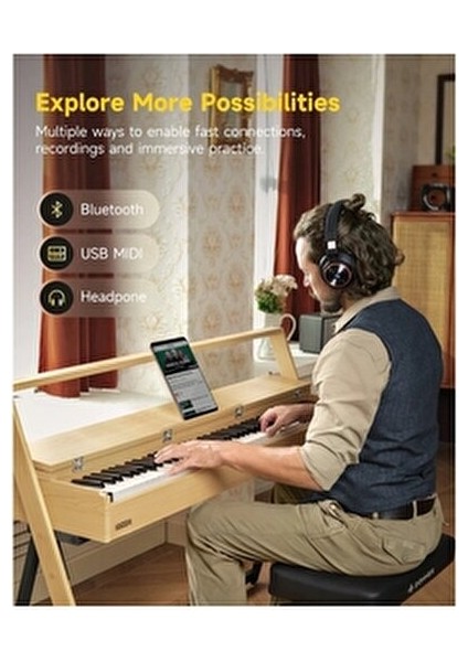 Oura R300 Dijital Piyano Light Wood Modern Tasarım ve Gerçek Tuş Hissi